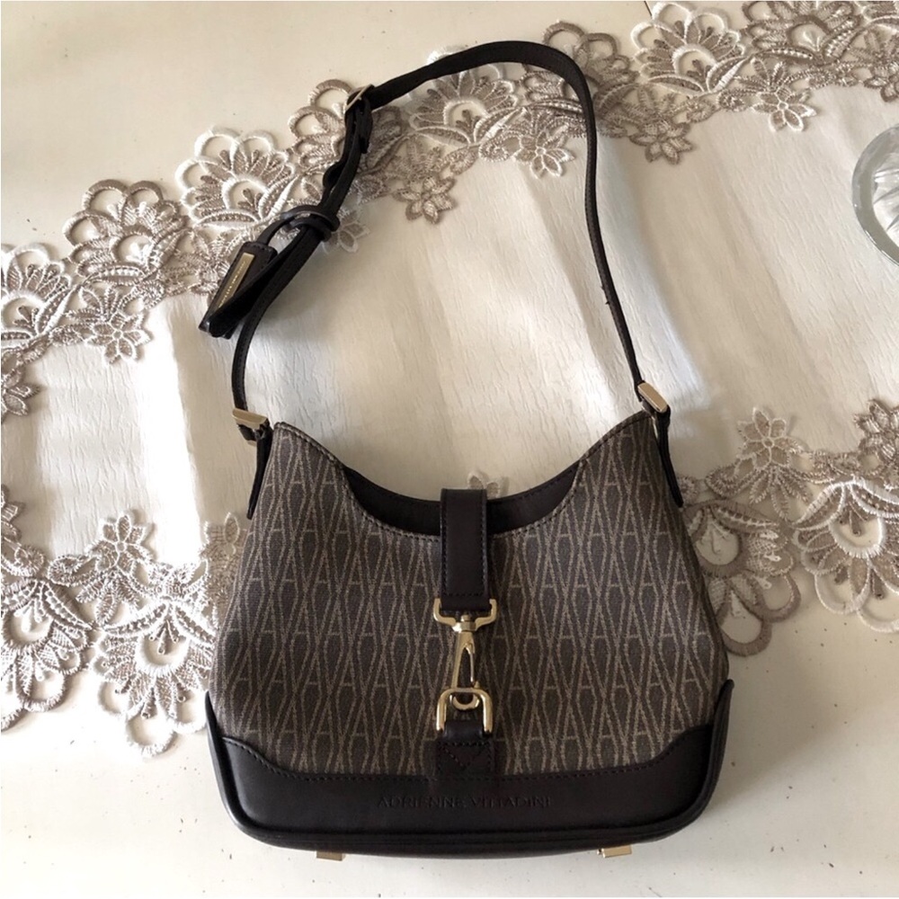 Jackie 1961 Adriana Vittadini Vintage Brown Coated canvas,Leather Mini Shldr bag